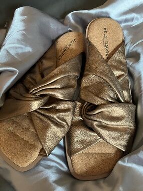 Kelsi Dagger Metallic Gold Knotted Slide Sandals